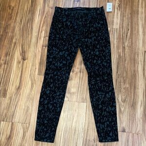 J Brand womens 28 pants mid rise super skinny Black grey brocade velvet NWT